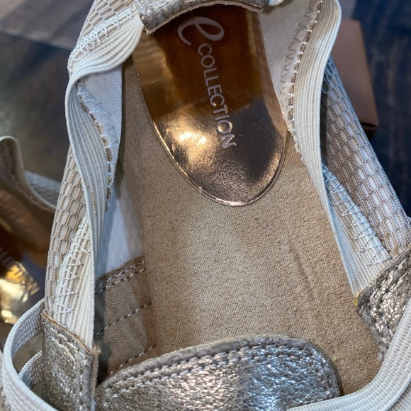 E Collection Eslehni Gold Beige Shimmer Slip On Comfort Sneakers Size 8 1/2 - Picture 2 of 11